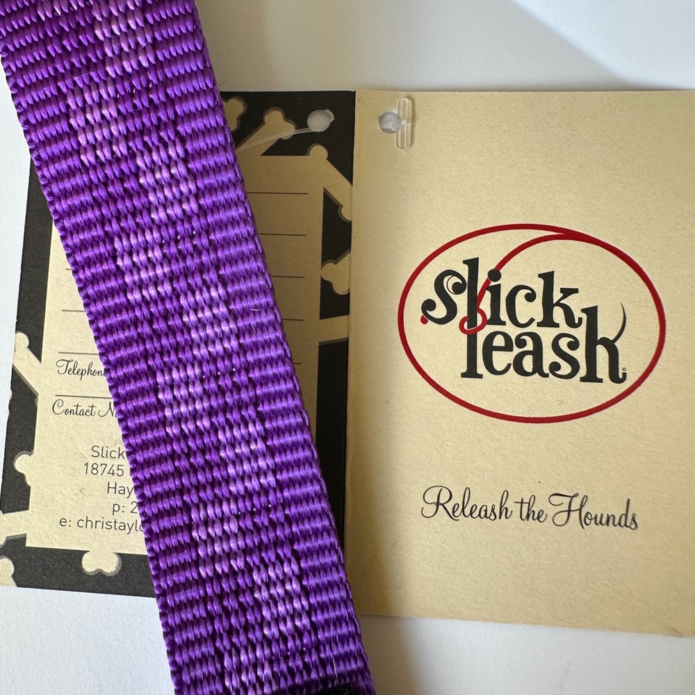 SLICK LEASH Dog Collar Leash all-in-one Purple Large NWT walking train big dogs
